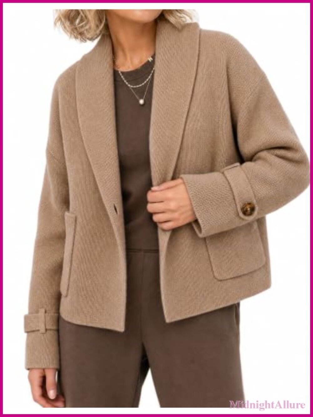 Open Front Sweater Jacket Chunky Knit Cardigan Shawl Collar